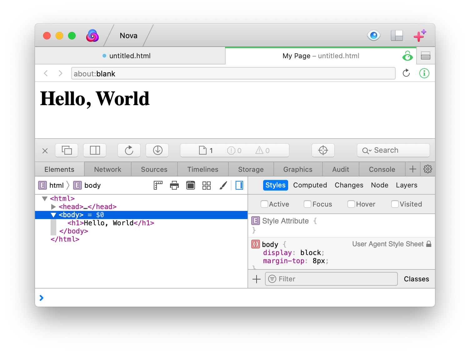 Nova's Preview Window with Web Inspector. Nova's Preview Window with Web Inspector.